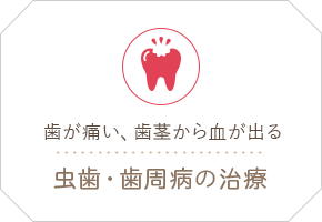 歯が痛い、歯茎から血が出る 虫歯・歯周病の治療